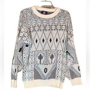 Vintage Aspertuck Trading Company crewneck sweater with geometric pattern Large